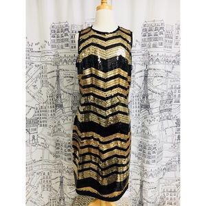 Black and Gold Chevron Sequin Dress